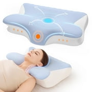 Restnature Cervical Pillow for Neck Memory Foam Pillows for Side Back Stomach Sleeper Standard/Queen,Blue