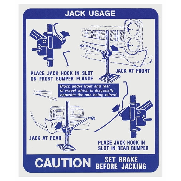 RestoParts Trunk Jacking Instructions Decal Sticker 1967 GTO Lemans and Tempest