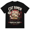 thumbnail image 1 of Restock Plus Size Anime Cat Ramen T-Shirt - Japanese Kawaii Cat Graphic Tee for Men - Round Neck Short Sleeve Casual Streetwear Top - Spring Fashion - Shortsleeve, 1 of 6
