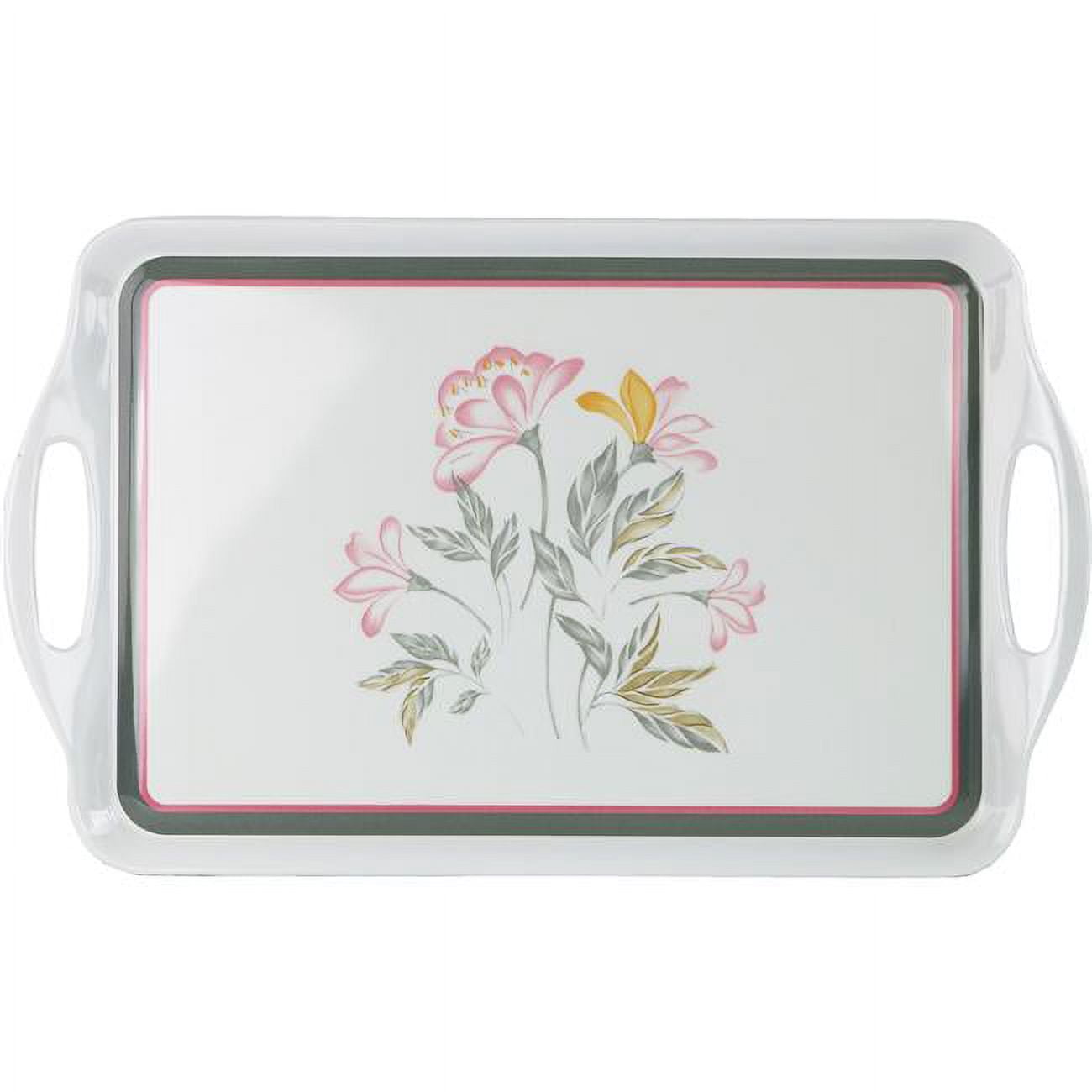 Elegant Rectangular Melamine Serving Tray in Peach-Pink