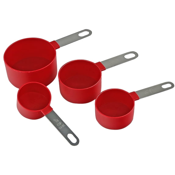 Reston Lloyd Food Grade Plastic Stainless Steel Handles for Dry and Liquid Ingredients 4pc Measuring Cups,Set of 2, Red
