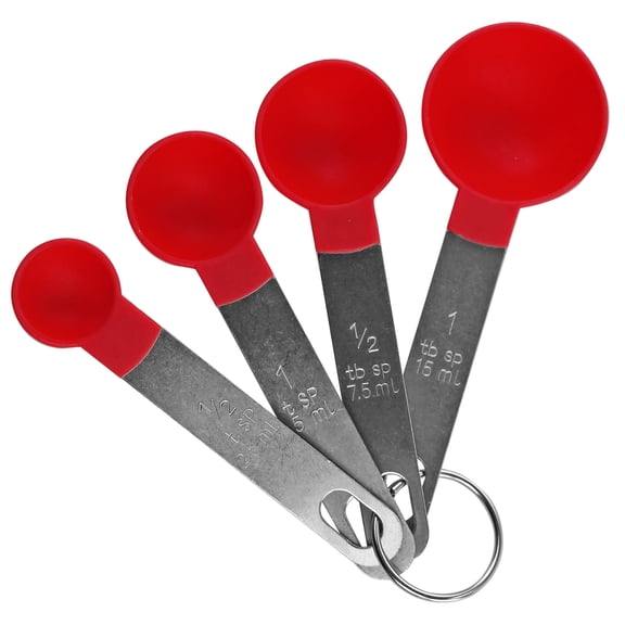 Reston Lloyd 4-Piece Plastic Measuring Spoons with Stainless Steel Handles, Red, Set of 2
