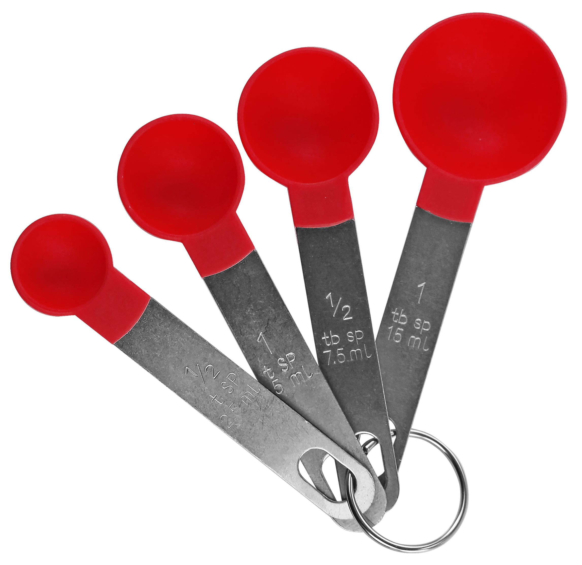 Red BPA-Free Plastic and Stainless Steel Measuring Spoon Set