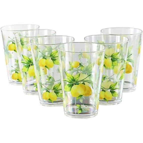 Reston Lloyd 95419 6pc Acrylic Drinkware Set 8oz Fresh Lemons