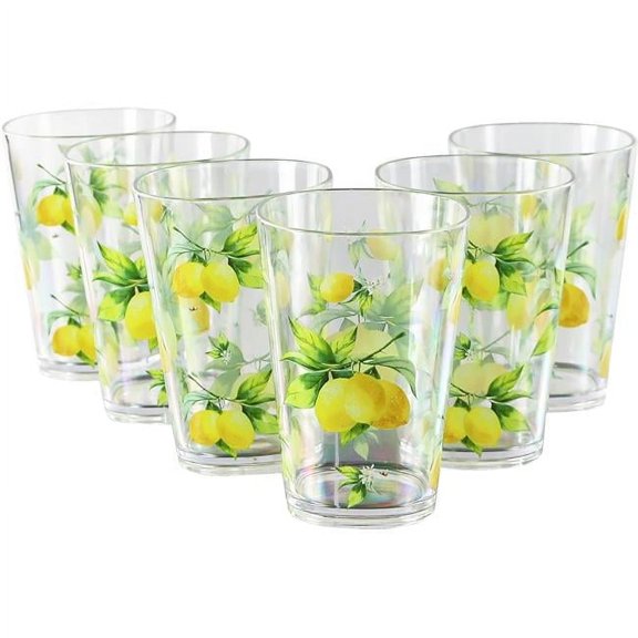 Reston Lloyd 95419 6pc Acrylic Drinkware Set 8oz  Fresh Lemons