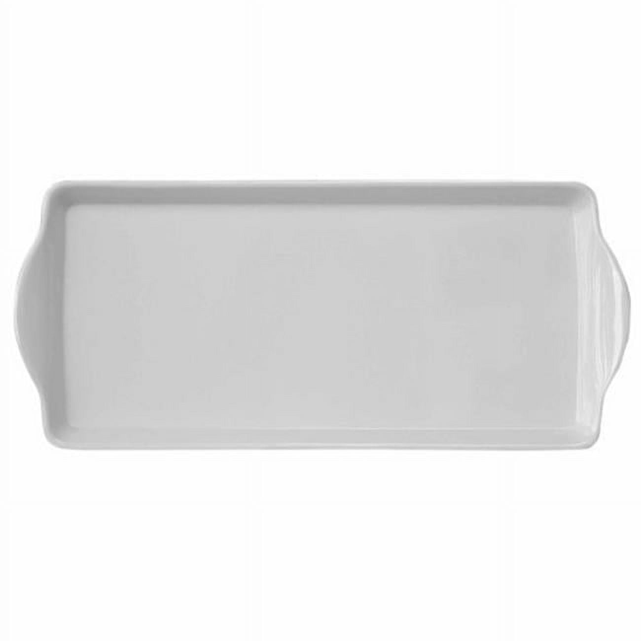 White Rectangular Melamine Tidbit Tray with Handles