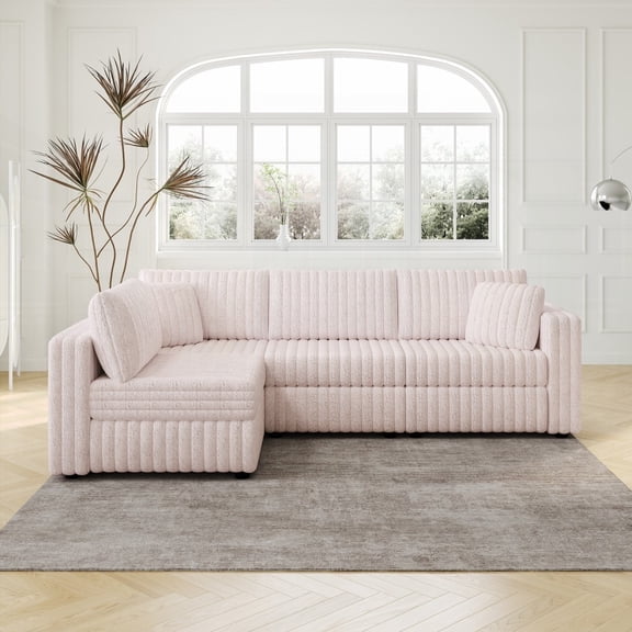 Restonic 106.3" Soft L-shaped 4-Person Sofa - Washable Cushions, Free Combination