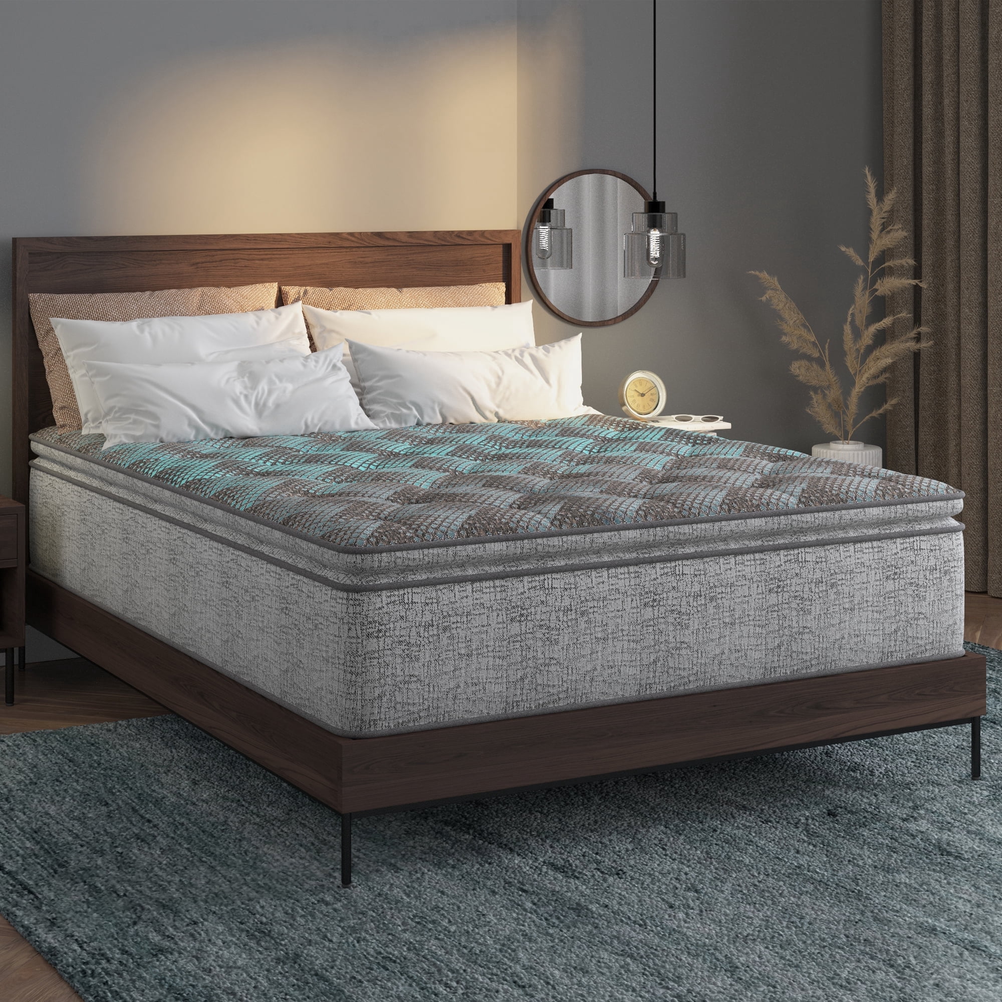 Restonic Comfort Care 12" Hybrid Euro Top Mattress, Individual Pocketed Coil Mattress , Plush Comfort, King