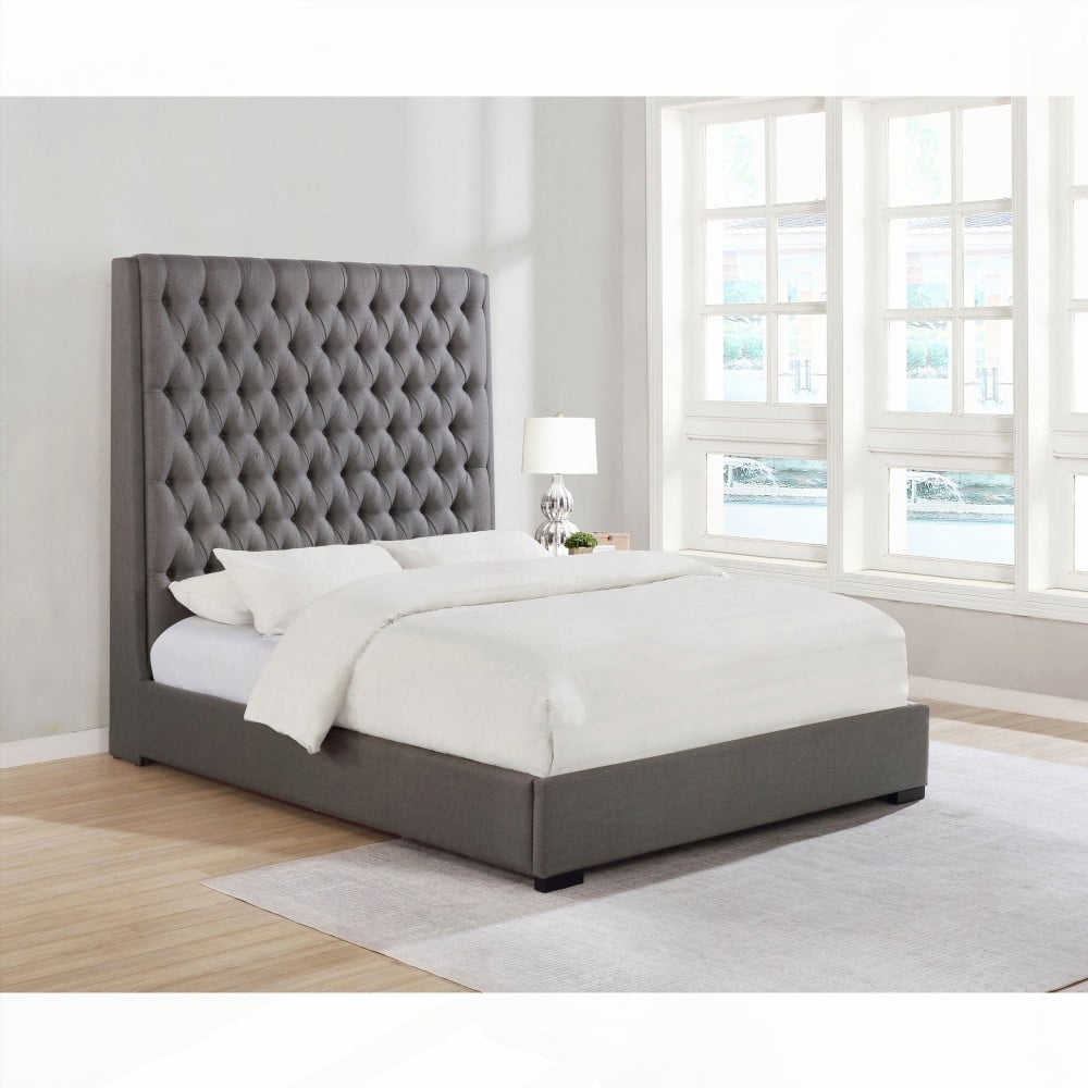 Restonic Copper Grey Tufted Queen Bed - Sturdy Frame & Elegant Tufting ...