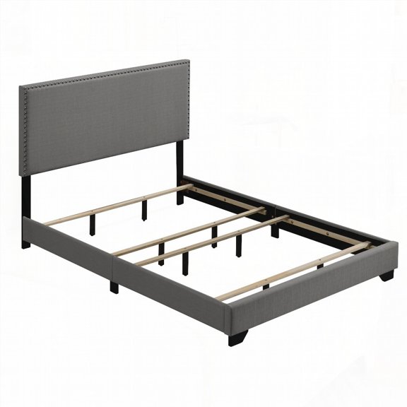 Restonic Grey Queen Panel Bed | Chic Nailhead Trim & Easy Coordination