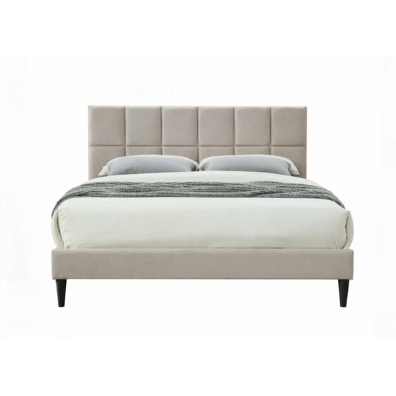Restonic King Sized Bed - Polyester Gray, Squares Design