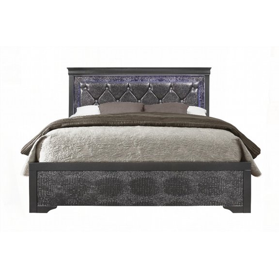 Restonic SHAKER GREY QUEEN BED WITH LED - Led Lighting & Panel Style