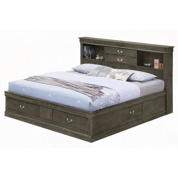 Restonic Timeless Gray King Bed - Spacious & Storage|Assembly Required