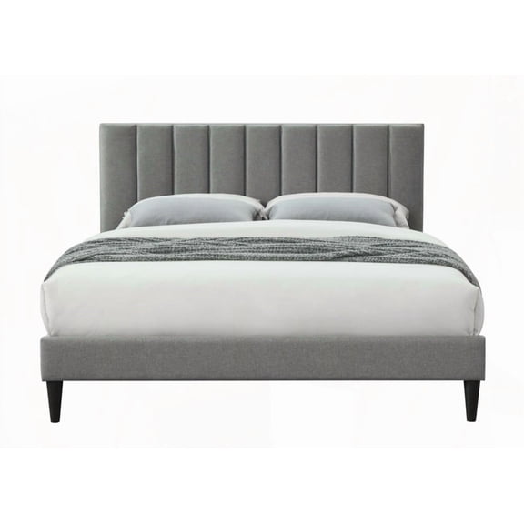 Restonic Twin Sized Bed in a Box w/ USB - Polyester Gray & Channel Design