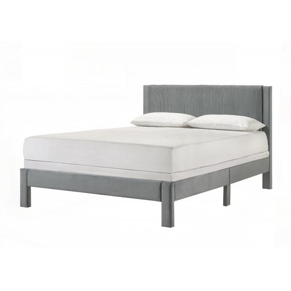 Restonic Upholstered Ribbed Bed, Low-frame, Queen