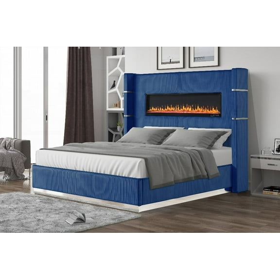 Restonic Upholstery King Bed with Ambient Lighting - 100% Polyester|Two USB Ports|Bluetooth Speakers