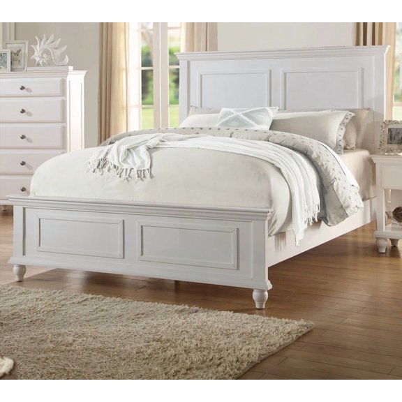 Restonic White King Size Bed with Modern Boxes Design Headboard