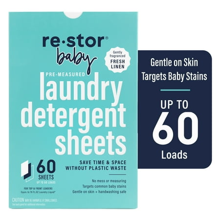 Restor Baby Laundry Detergent Sheets 60 Pack 60 Washes