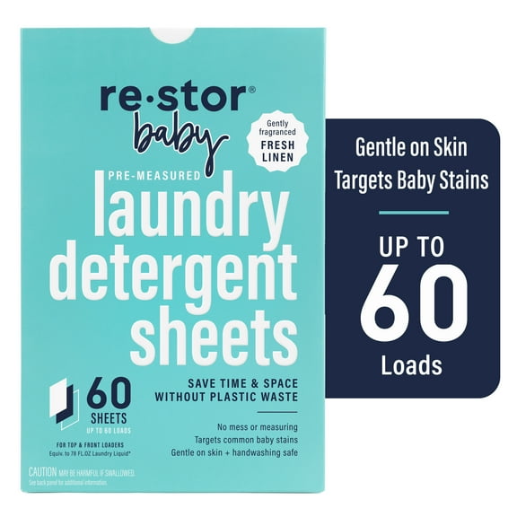 Restor Baby Laundry Detergent Sheets 60 Pack 60 Washes
