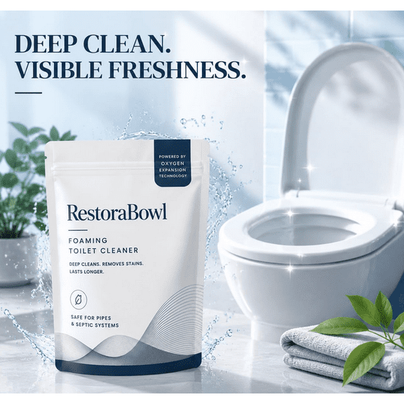 Restorabowl Foaming Cleaning Powder, Fresh Scent Daily Care Powder, Fast Dissolving Formula for Everyday Freshness, Easy Flush Use