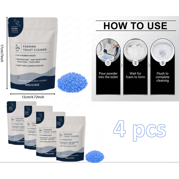 Restorabowl Foaming Cleaning Powder, Fresh Scent Toilet Cleaning Foam, Fast Dissolving Foaming Toilet Bowl Cleaner for Daily Freshness, Easy Flush