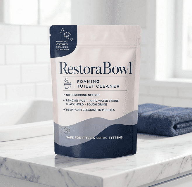 Restorabowl Toilet Bowl Cleaner, Foaming Powder for Deep Cleaning & Stain Remover, No Scrubbing, Splash-Free, Easy Bathroom Use, Fast-Acting, Powerful (1 Bag)