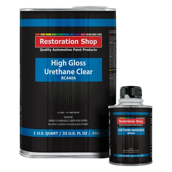 Restoration Shop 1.25 Quarts 2K Clear Coat Automotive Paint Kit - 1 Quart Urethane Clear, 1/2 Pint Hardener, 4:1 Mix Ratio - Professional High Gloss Auto Car Refinish Coating - Auto Body Repair Finish