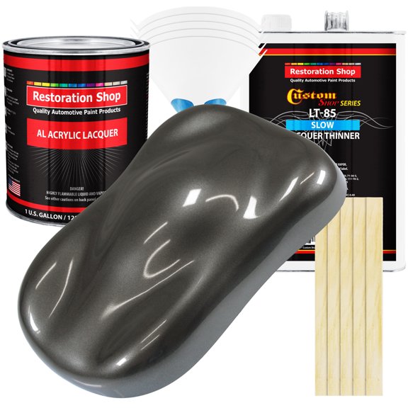 Restoration Shop - Anthracilte Gray Pearl Acrylic Lacquer Auto Paint - Complete Gallon Paint Kit with Slow Thinner