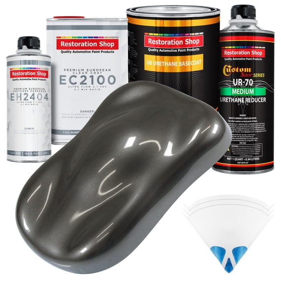 Restoration Shop - Anthracite Gray Metallic Urethane Basecoat with European Clearcoat Auto Paint - Complete Quart Paint Color Kit - Automotive Refinish Coating