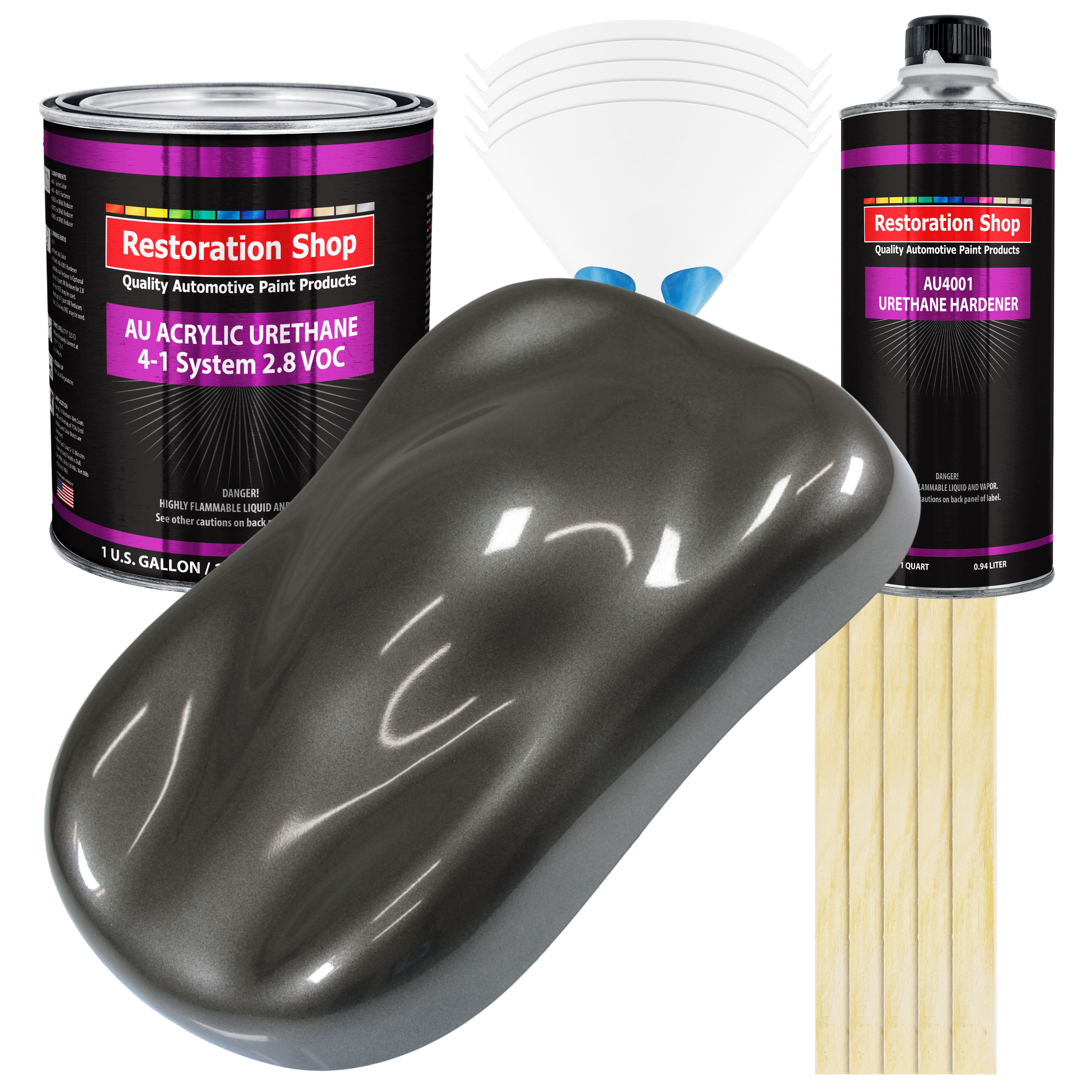 Restoration Shop Anthracite Gray Pearl Acrylic Urethane Auto Paint Complete Gallon Paint Kit, Single Stage High Gloss