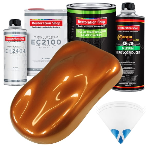 Restoration Shop - Atomic Orange Pearl - Low V.O.C. Urethane Basecoat with European Clearcoat Auto Paint - Complete Quart Paint Color Kit - Automotive Coating