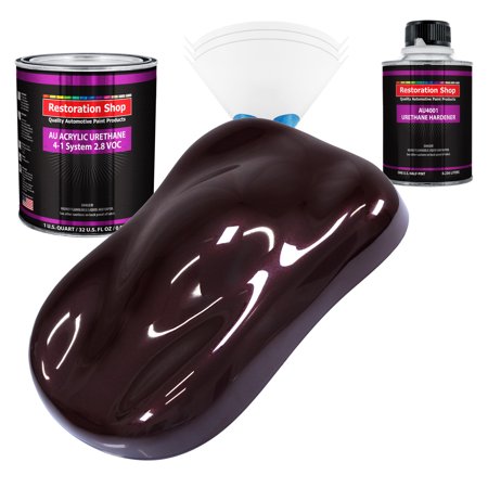 Restoration Shop Black Cherry Pearl Acrylic Urethane Auto Paint Complete Quart Paint Kit, Single Stage High Gloss