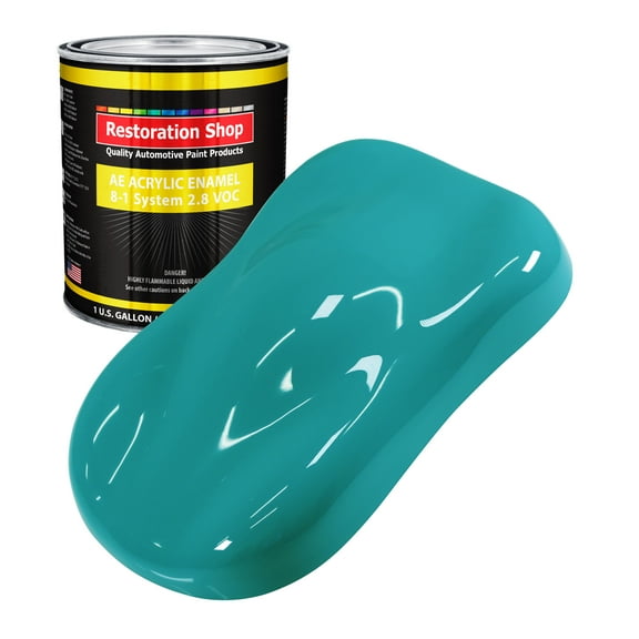 Restoration Shop Bright Racing Aqua Acrylic Enamel Auto Paint - Gallon Paint Color Only - Single Stage High Gloss