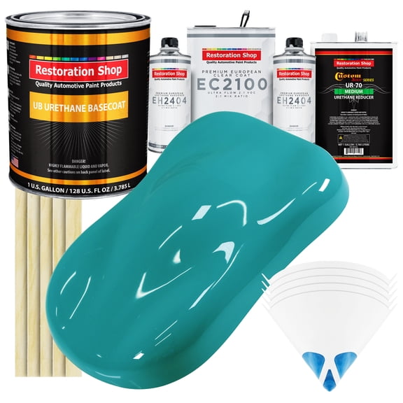 Restoration Shop - Bright Racing Aqua Urethane Basecoat with European Clearcoat Auto Paint - Complete Gallon Paint Color Kit - Automotive Refinish Coating