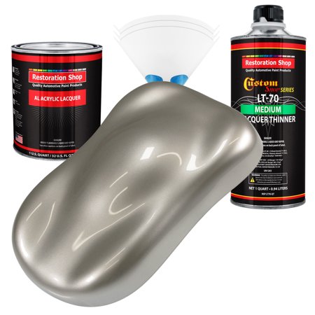 Restoration Shop - Bright Silver Metallic Acrylic Lacquer Auto Paint - Complete Quart Paint Kit with Medium Thinner