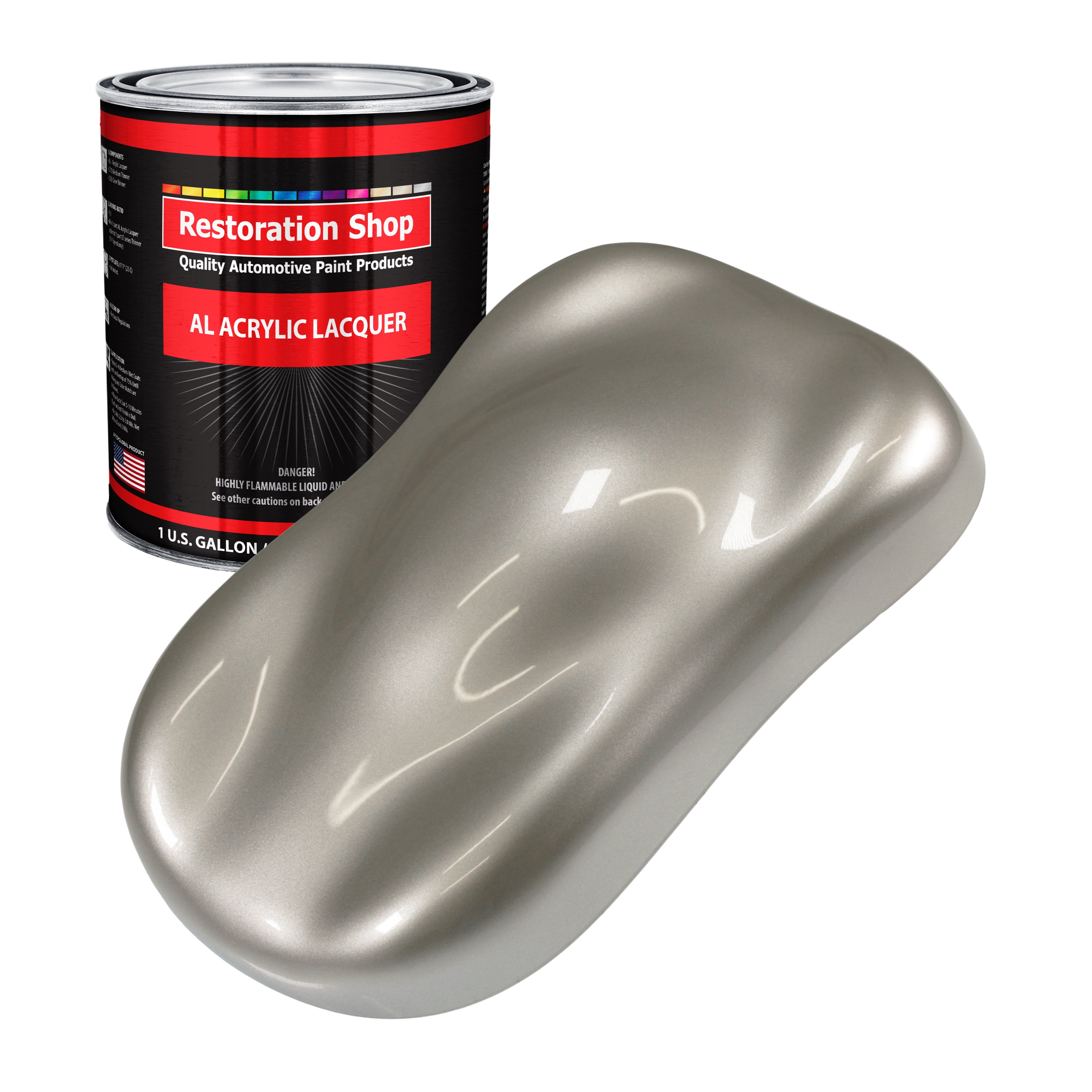 Restoration Shop - Bright Silver Metallic Acrylic Lacquer Auto Paint - Gallon Paint Color Only - Professional Gloss