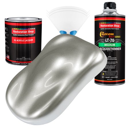 Restoration Shop - Brilliant Silver Firemist Acrylic Lacquer Auto Paint - Complete Quart Paint Kit with Medium Thinner