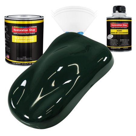 Restoration Shop - British Racing Green Acrylic Enamel Auto Paint - Complete Quart Paint Kit - Single Stage High Gloss