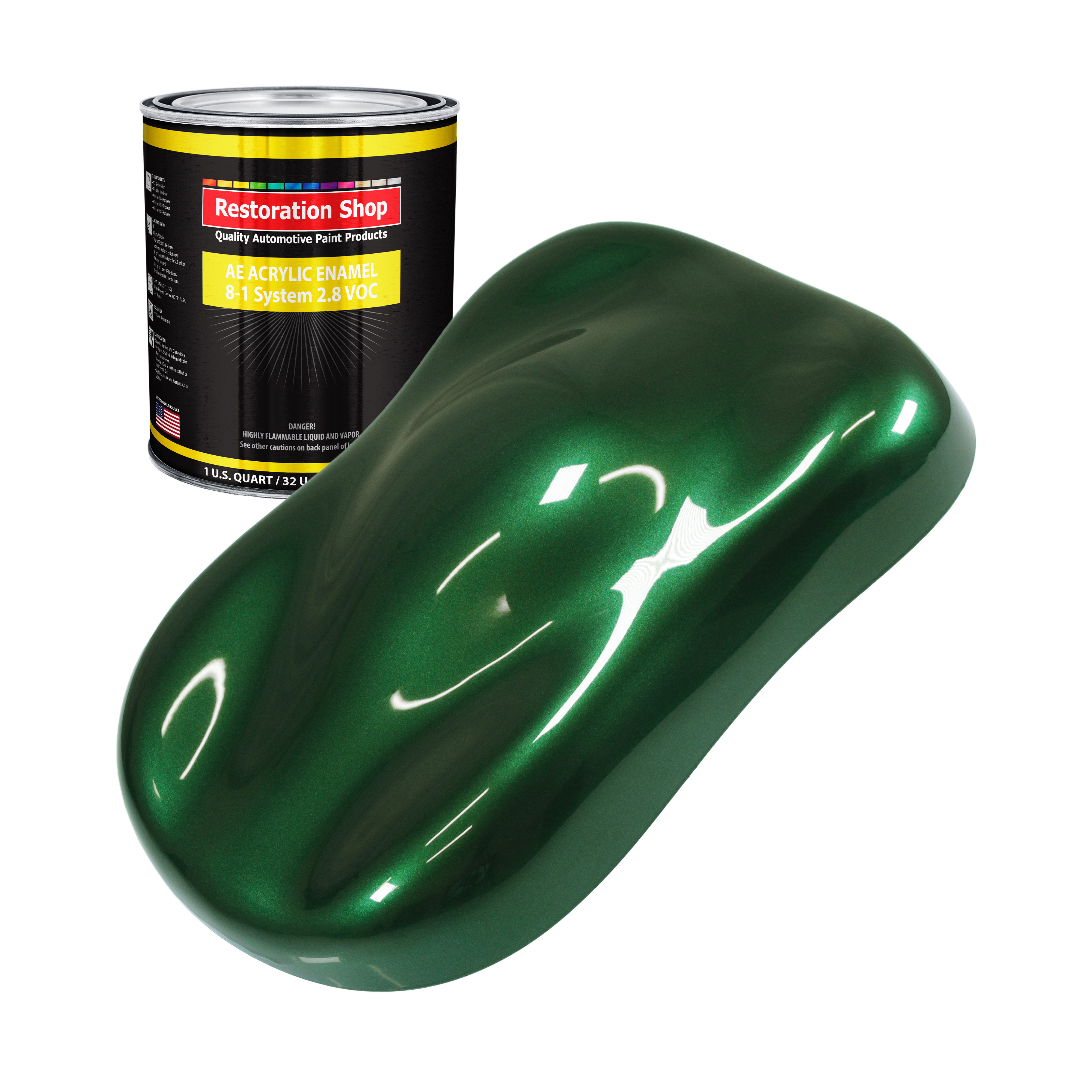 Restoration Shop British Racing Green Metallic Acrylic Enamel Auto Paint Quart Paint Color Only Single Stage High Gloss