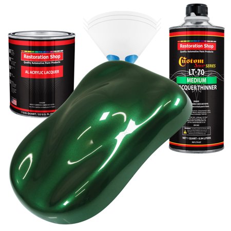 Restoration Shop British Racing Green Metallic Acrylic Lacquer Auto Paint - Complete Quart Paint Kit with Medium Thinner