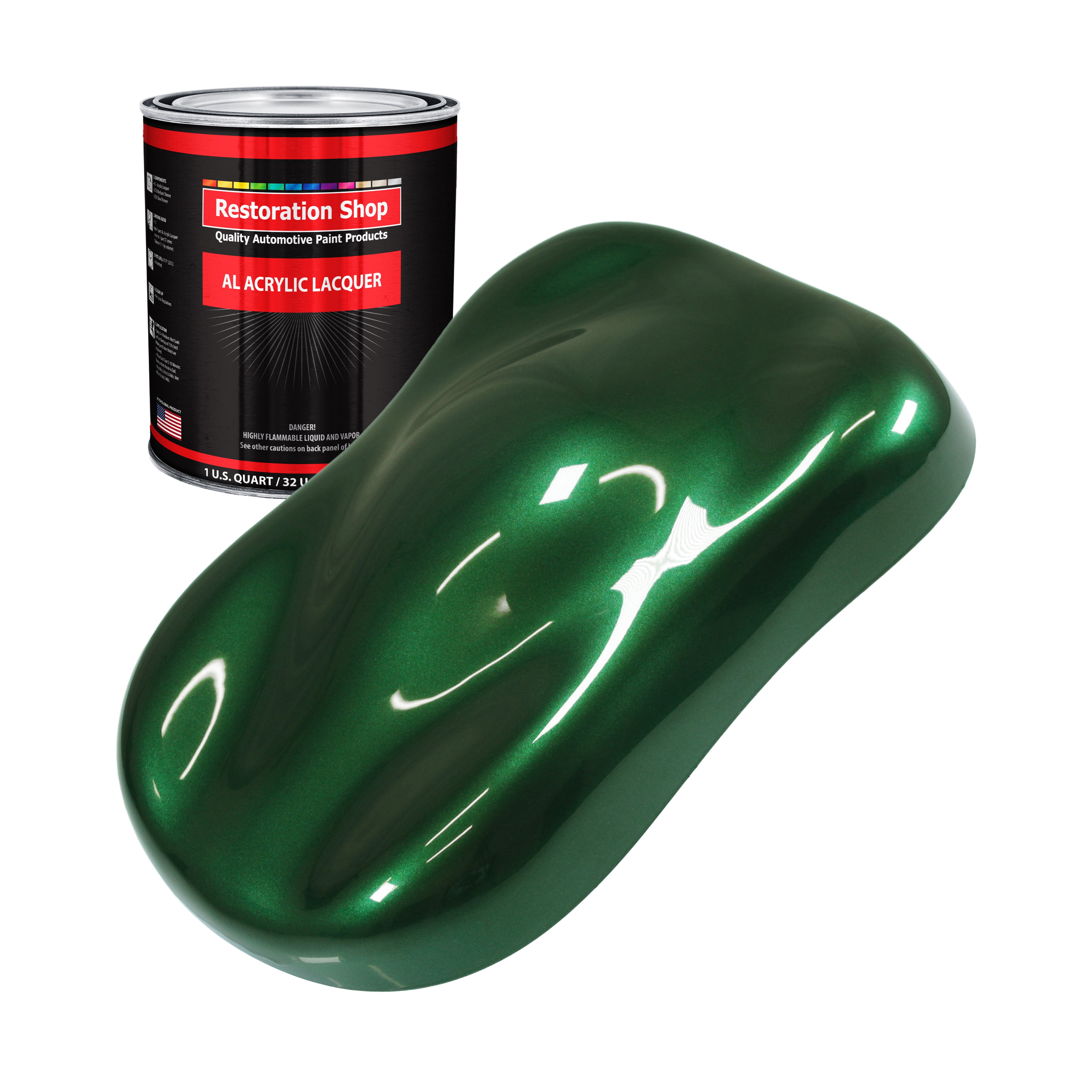 Restoration Shop British Racing Green Metallic Acrylic Lacquer Auto Paint - Quart Paint Color Only - Professional Gloss