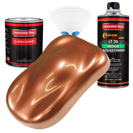 Restoration Shop - Bronze Firemist Acrylic Lacquer Auto Paint - Complete Quart Paint Kit with Medium Thinner