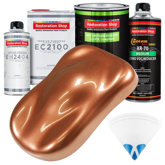 Restoration Shop - Bronze Firemist - Low V.O.C. Urethane Basecoat with European Clearcoat Auto Paint - Complete Quart Paint Color Kit - Automotive Coating