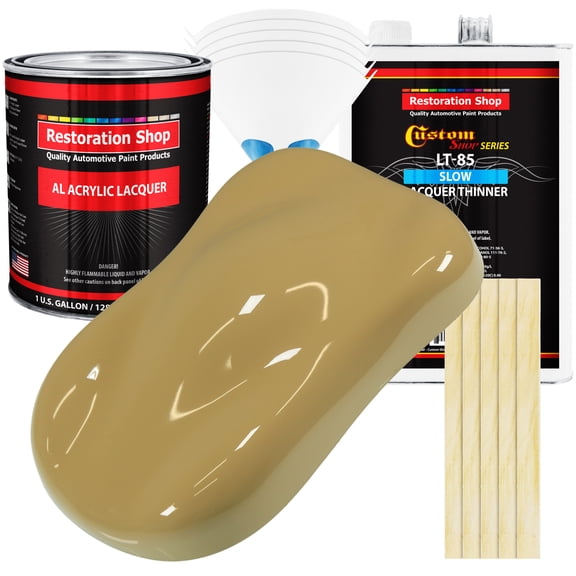 Restoration Shop - Buckskin Tan Acrylic Lacquer Auto Paint - Complete Gallon Paint Kit with Slow Thinner