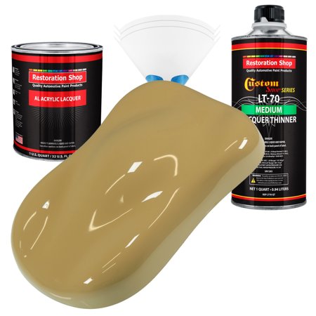 Restoration Shop - Buckskin Tan Acrylic Lacquer Auto Paint - Complete Quart Paint Kit with Medium Thinner
