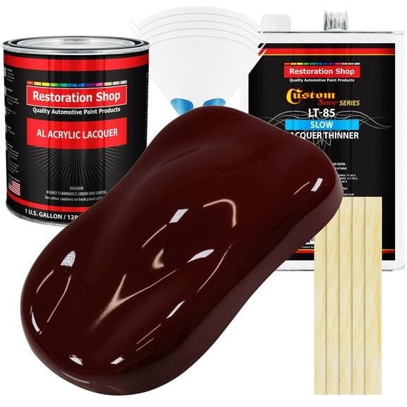 Restoration Shop - Burgundy Acrylic Lacquer Auto Paint - Complete Gallon Paint Kit with Slow Thinner