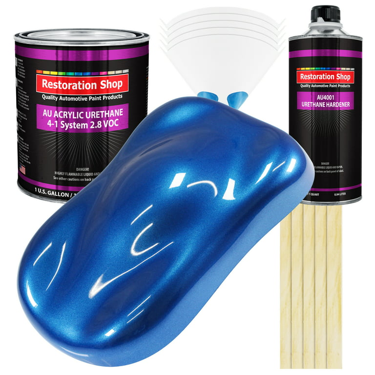 Burn Out Blue Metallic Acrylic Urethane Single Stage Car Auto Paint Complete Gallon Kit - Restoration Shop