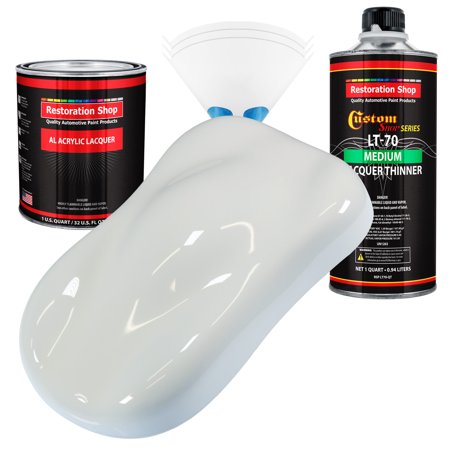 Restoration Shop - Cameo White Acrylic Lacquer Auto Paint - Complete Quart Paint Kit with Medium Thinner