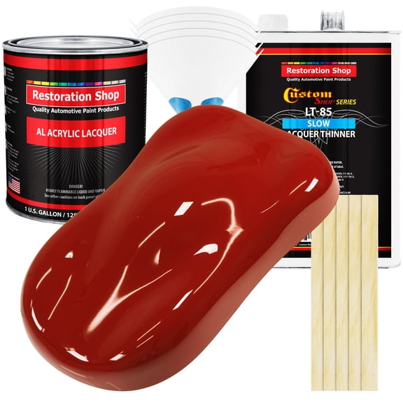 Restoration Shop - Candy Apple Red Acrylic Lacquer Auto Paint - Complete Gallon Paint Kit with Slow Thinner