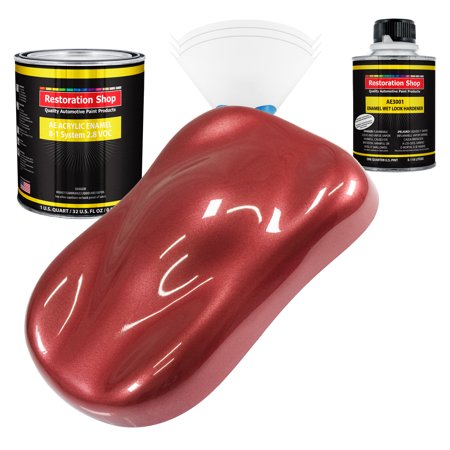 Restoration Shop Candy Apple Red Metallic Acrylic Enamel Auto Paint - Complete Quart Paint Kit - Single Stage High Gloss